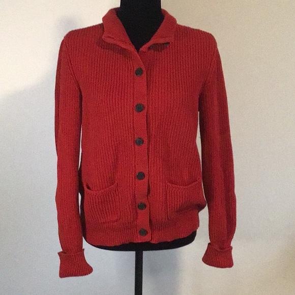 Ralph Lauren Red Button Down Sweater - Picture 8 of 10